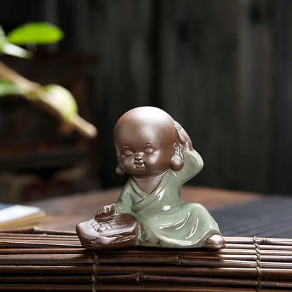 Creative Cute Little Monk Tea Pet Bonsai Purple Clay Figure Decorations Household Accessories Tea Table Kungfu Tea Ceremony
