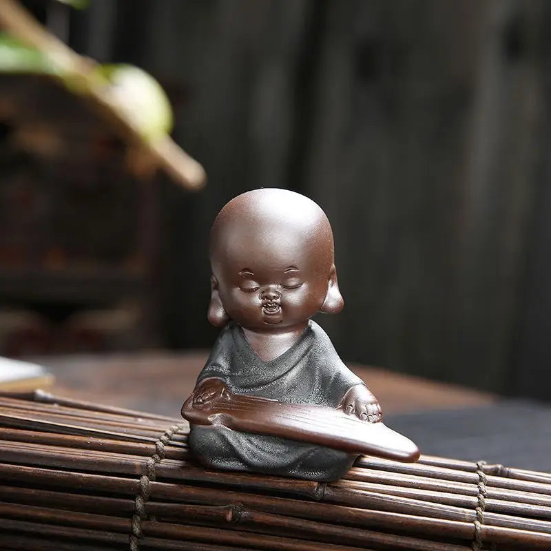 Creative Cute Little Monk Tea Pet Bonsai Purple Clay Figure Decorations Household Accessories Tea Table Kungfu Tea Ceremony