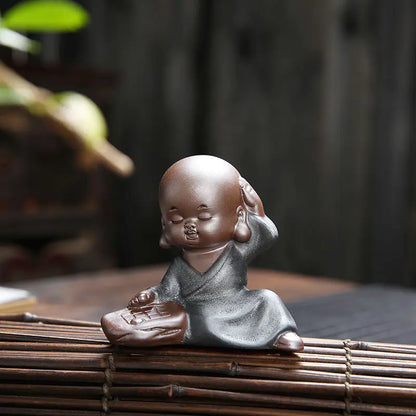 Creative Cute Little Monk Tea Pet Bonsai Purple Clay Figure Decorations Household Accessories Tea Table Kungfu Tea Ceremony