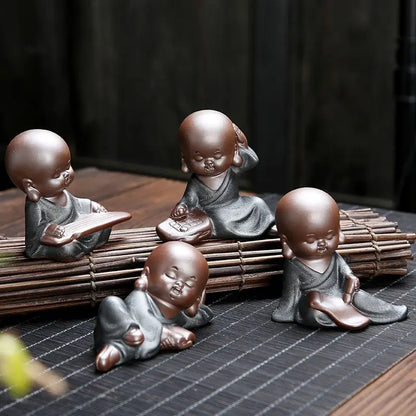 Creative Cute Little Monk Tea Pet Bonsai Purple Clay Figure Decorations Household Accessories Tea Table Kungfu Tea Ceremony