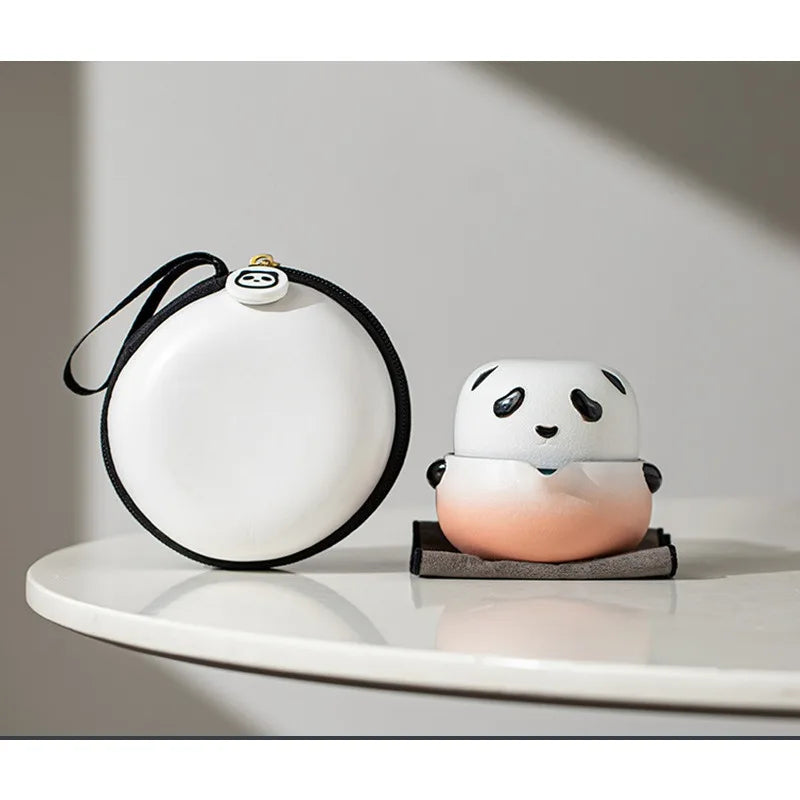 Creative Cute Panda Teaware Outdoor Camping Portable Travel Kung Fu Tea Brewing Tea Tools Single Tea Cup Teapot Sets Gifts