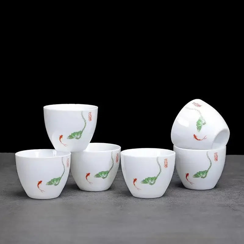 Creative Egg Shaped Ceramic Tea Cup 6pcs / Set Bone China Tea Set Kung Fu Flower Tea Cup Gaiwan Glass Teapot Mugs Coffee Cups