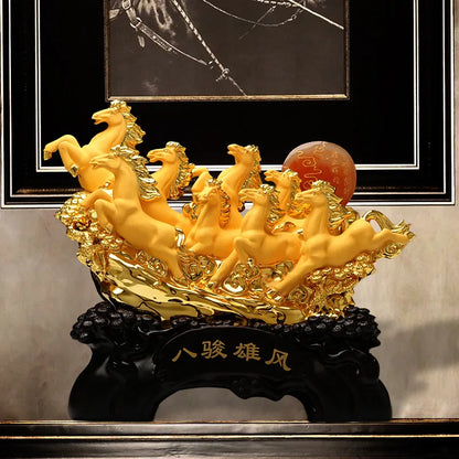 Creative Eight Horses Decor Office Home Tv Cabinet Wine Resin Crafts Figurines Miniatures Ornaments Opening Gifts