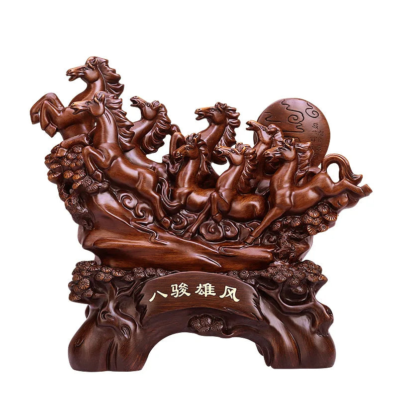 Creative Eight Horses Decor Office Home Tv Cabinet Wine Resin Crafts Figurines Miniatures Ornaments Opening Gifts