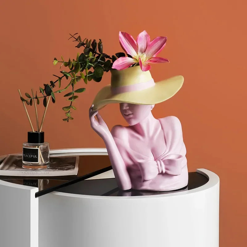 Creative European style sculpture resin portrait flower pot home decor living room decoration flower arrangement utensil crafts