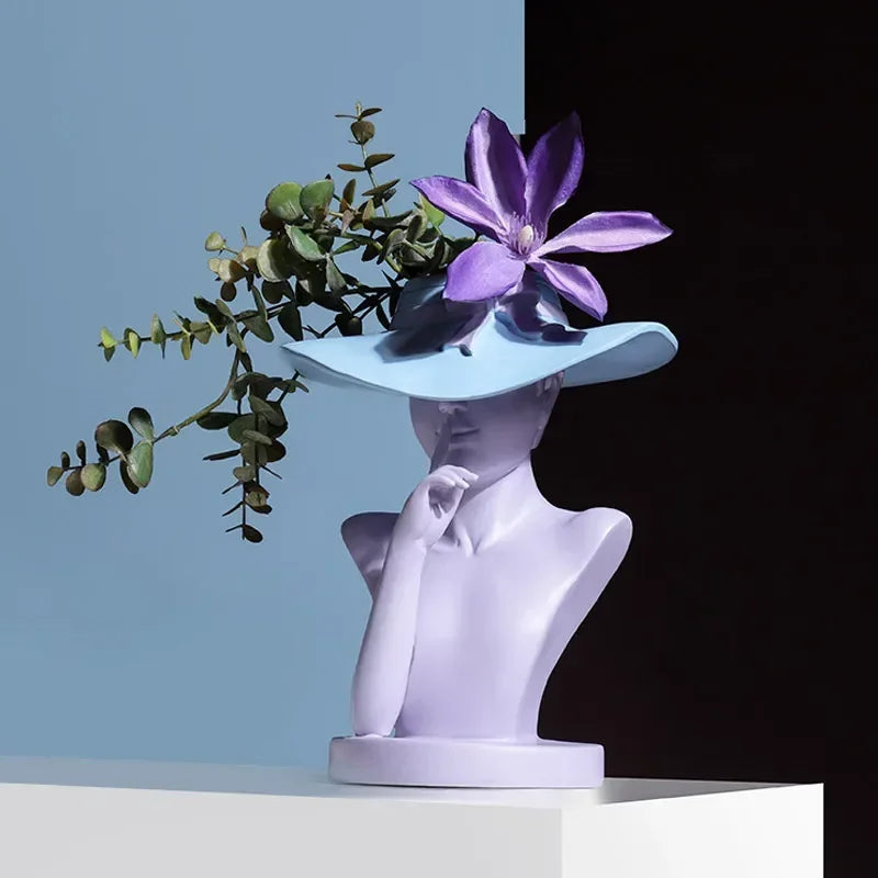 Creative European style sculpture resin portrait flower pot home decor living room decoration flower arrangement utensil crafts