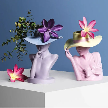 Creative European style sculpture resin portrait flower pot home decor living room decoration flower arrangement utensil crafts