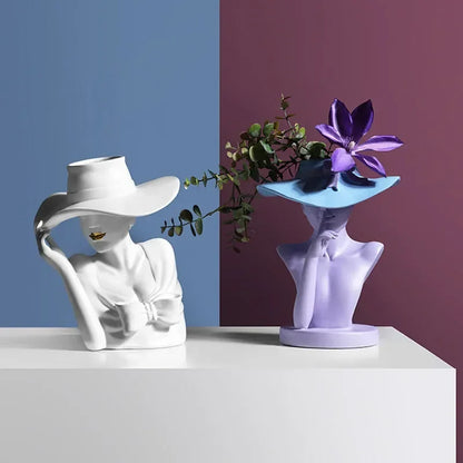 Creative European style sculpture resin portrait flower pot home decor living room decoration flower arrangement utensil crafts