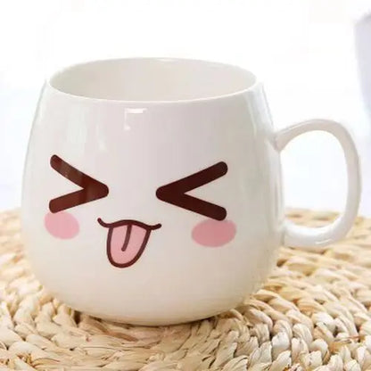 Creative Expression mug,Unique Porcelain Coffee Milk  Tea Mug Creative Cartoon Coffee White Travel Milk Cup Valentine's Day gift