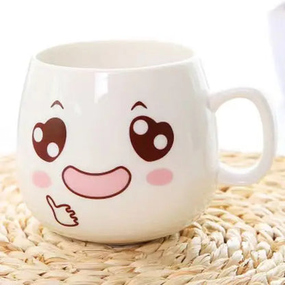 Creative Expression mug,Unique Porcelain Coffee Milk  Tea Mug Creative Cartoon Coffee White Travel Milk Cup Valentine's Day gift