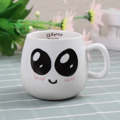 Creative Expression mug,Unique Porcelain Coffee Milk  Tea Mug Creative Cartoon Coffee White Travel Milk Cup Valentine's Day gift