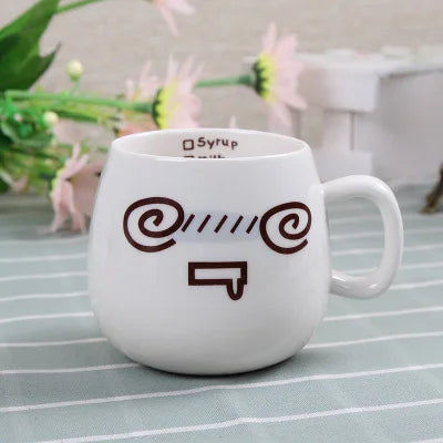 Creative Expression mug,Unique Porcelain Coffee Milk  Tea Mug Creative Cartoon Coffee White Travel Milk Cup Valentine's Day gift
