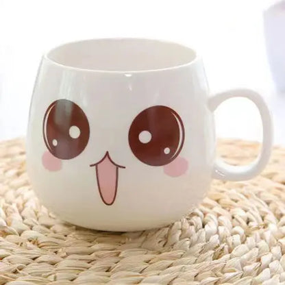 Creative Expression mug,Unique Porcelain Coffee Milk  Tea Mug Creative Cartoon Coffee White Travel Milk Cup Valentine's Day gift