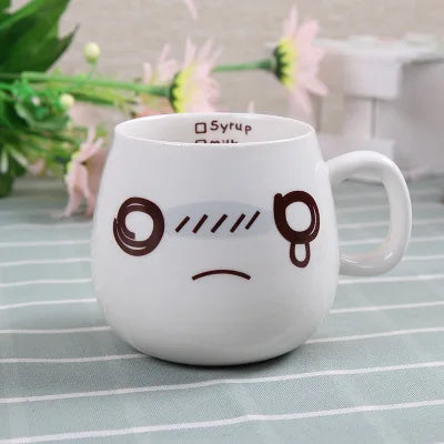 Creative Expression mug,Unique Porcelain Coffee Milk  Tea Mug Creative Cartoon Coffee White Travel Milk Cup Valentine's Day gift