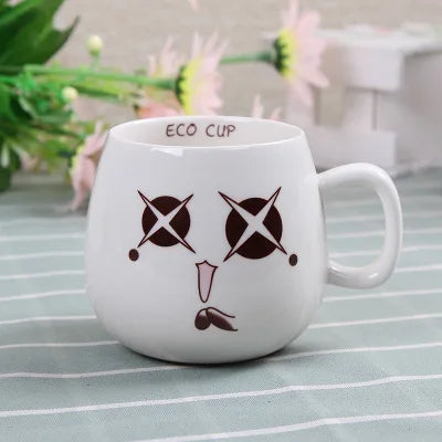 Creative Expression mug,Unique Porcelain Coffee Milk  Tea Mug Creative Cartoon Coffee White Travel Milk Cup Valentine's Day gift