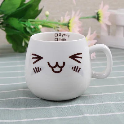 Creative Expression mug,Unique Porcelain Coffee Milk  Tea Mug Creative Cartoon Coffee White Travel Milk Cup Valentine's Day gift