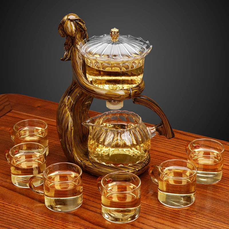 Creative Female Statue Glass Tea Set Automatic Teapot Tea Heat-resistant Kungfu Tea Drinking Tea Make Tea Injection