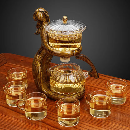 Creative Female Statue Glass Tea Set Automatic Teapot Tea Heat-resistant Kungfu Tea Drinking Tea Make Tea Injection
