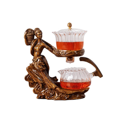 Creative Female Statue Glass Tea Set Automatic Teapot Tea Heat-resistant Kungfu Tea Drinking Tea Make Tea Injection