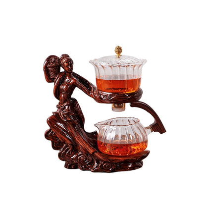 Creative Female Statue Glass Tea Set Automatic Teapot Tea Heat-resistant Kungfu Tea Drinking Tea Make Tea Injection