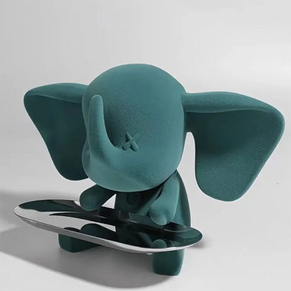 Creative Flocking Small Flying Elephant with Storage Tray Decoration Fashion Cartoon Children Toy Animal Statue Table Decoration