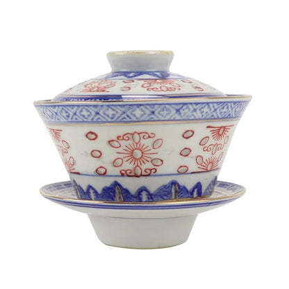 Creative Gaiwan For Tea Tureen With Lid Teaware Blue And White Tea Ceremony Cups Tea Bowls Flower Chinese Chawan