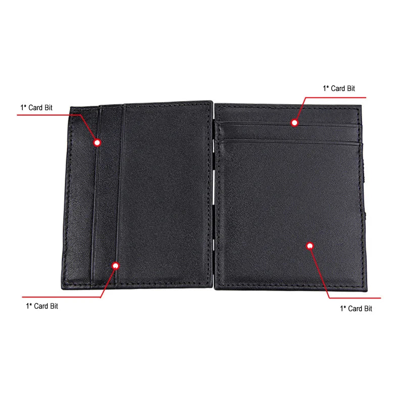 Creative Genuine Leather Men Magic Wallet Double Open Bandage Banknote Clip with Card Holder Cowhide Money Purse Small Wallet