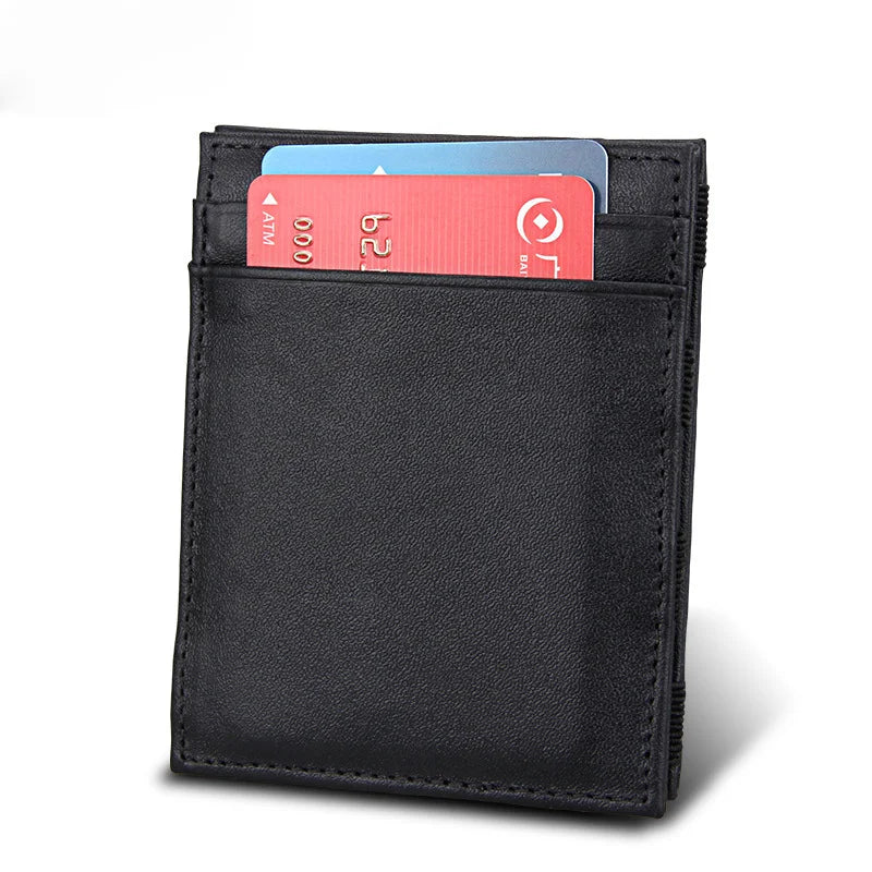 Creative Genuine Leather Men Magic Wallet Double Open Bandage Banknote Clip with Card Holder Cowhide Money Purse Small Wallet