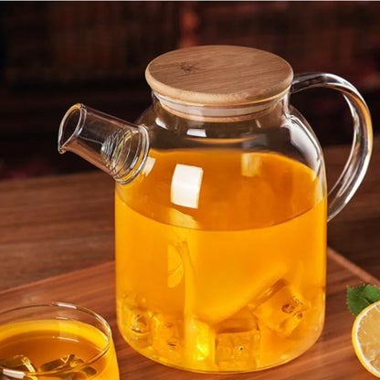 Creative Glass Teapot Large Capacity Cold Water Jug Tea Pot Fruit Juice Green Tea Container Transparent Kettle Practical Teaware