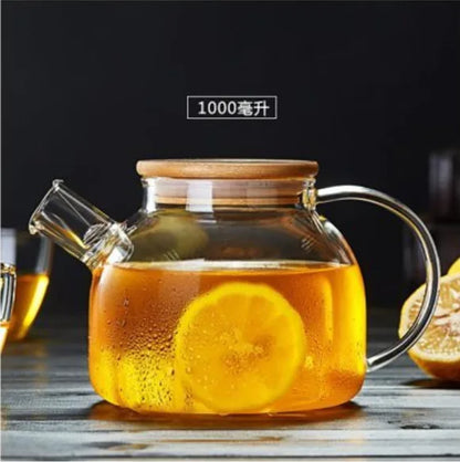 Creative Glass Teapot Large Capacity Cold Water Jug Tea Pot Fruit Juice Green Tea Container Transparent Kettle Practical Teaware