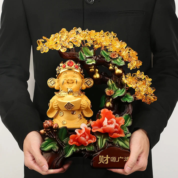 Creative God of Wealth Money Tree Ornaments To Attract Wealth Brave Hair Tree Living Room Wine Cabinet Decor Opening Gifts