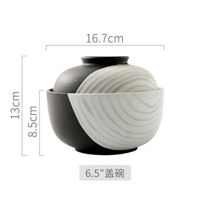 Creative Hand-painted Ceramic Tableware Bowl with Lid Household Personalized Bowl Simple Soup Bowl and Vegetable Bowl