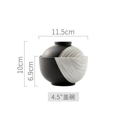 Creative Hand-painted Ceramic Tableware Bowl with Lid Household Personalized Bowl Simple Soup Bowl and Vegetable Bowl