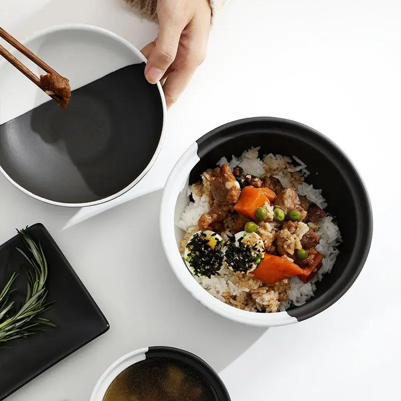 Creative Hand-painted Ceramic Tableware Bowl with Lid Household Personalized Bowl Simple Soup Bowl and Vegetable Bowl