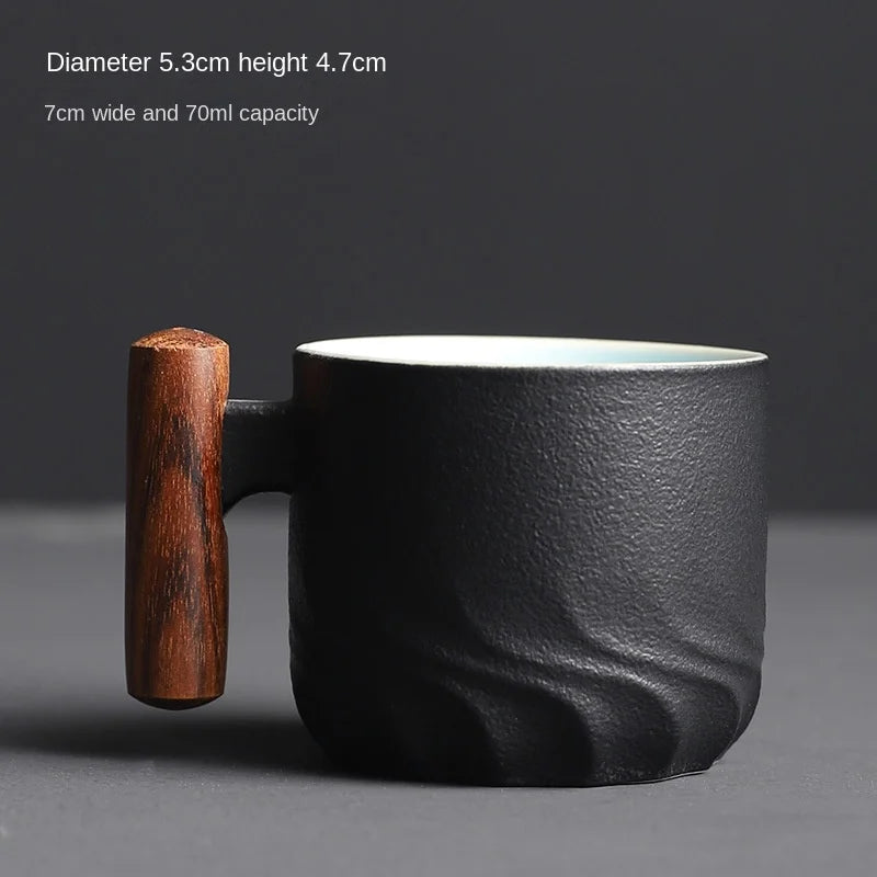 Creative Handmade Exquisite Coffee Cup Vintage Coffee Cup With Wooden Handle Mug Cups Mugs Drinkware Kitchen Dining Bar Home