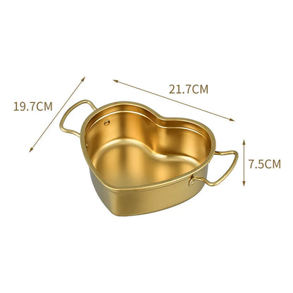 Creative Heart-Shaped Stainless Steel Saucepan Kitchen Frying Pan Soup Ramen Seafood Cooking Pots Household Kitchenware Utensils