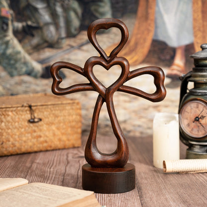 Creative Hollow Love Cross Desktop Ornaments Home Living Room Wooden Decorations Couple Wedding Gifts Free Shipping
