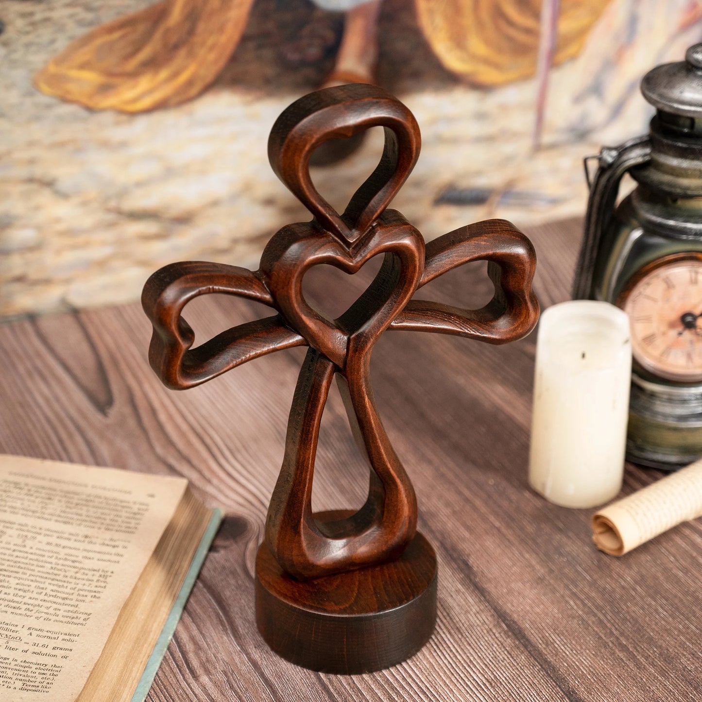 Creative Hollow Love Cross Desktop Ornaments Home Living Room Wooden Decorations Couple Wedding Gifts Free Shipping