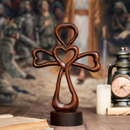Creative Hollow Love Cross Desktop Ornaments Home Living Room Wooden Decorations Couple Wedding Gifts Free Shipping