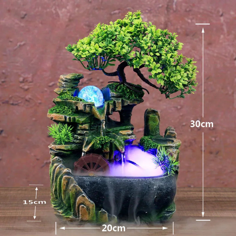 Creative Home Decoration Desktop Waterfall Fountain Zen Meditation Simulation Resin Rockery Waterfall Statue Feng Shui Ornaments