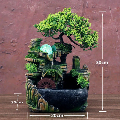 Creative Home Decoration Desktop Waterfall Fountain Zen Meditation Simulation Resin Rockery Waterfall Statue Feng Shui Ornaments