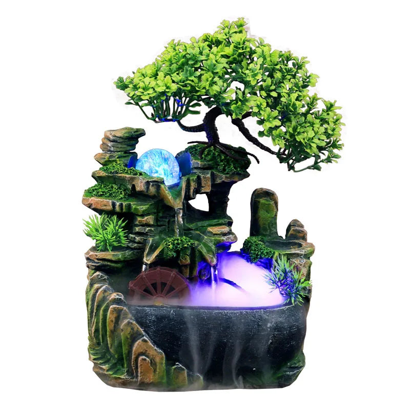 Creative Home Decoration Desktop Waterfall Fountain Zen Meditation Simulation Resin Rockery Waterfall Statue Feng Shui Ornaments