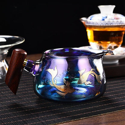 Creative Huancai Glass Fair Cup Rosewood Handle Thickened Heat-resisting Tea Divider Cha Hai Chinese Tea Sets Supplies Kettle