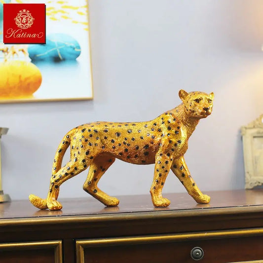 Creative Leopard Figurine Animal Mascot Statue Sculpture For Home/ Office Room Decor Art Craft Ornament Home Decoration
