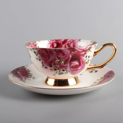 Creative Leopard Print Coffee Cup & Saucer Set Quality Hand-painted Phnom Penh Tea cup Ceramic Drinkware Pastoral Flowers Cups