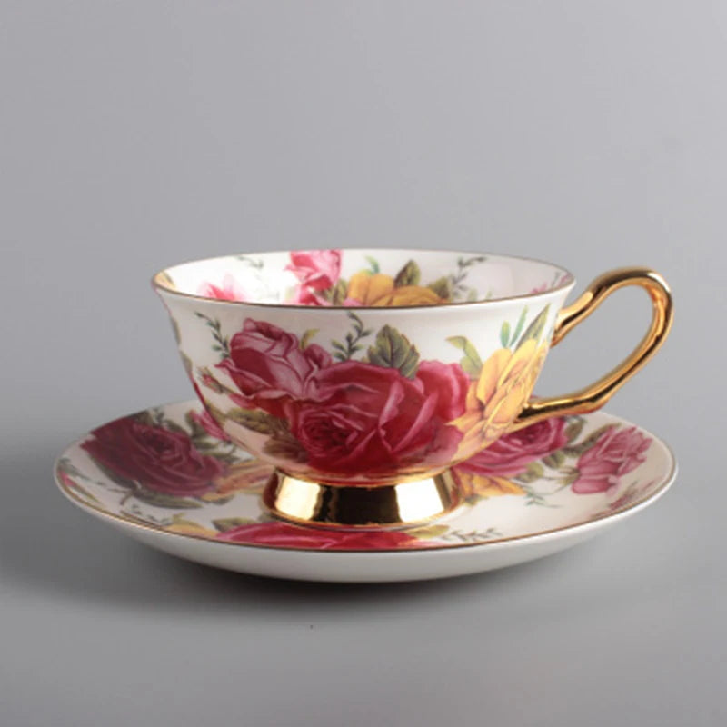 Creative Leopard Print Coffee Cup & Saucer Set Quality Hand-painted Phnom Penh Tea cup Ceramic Drinkware Pastoral Flowers Cups