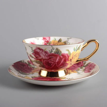 Creative Leopard Print Coffee Cup & Saucer Set Quality Hand-painted Phnom Penh Tea cup Ceramic Drinkware Pastoral Flowers Cups