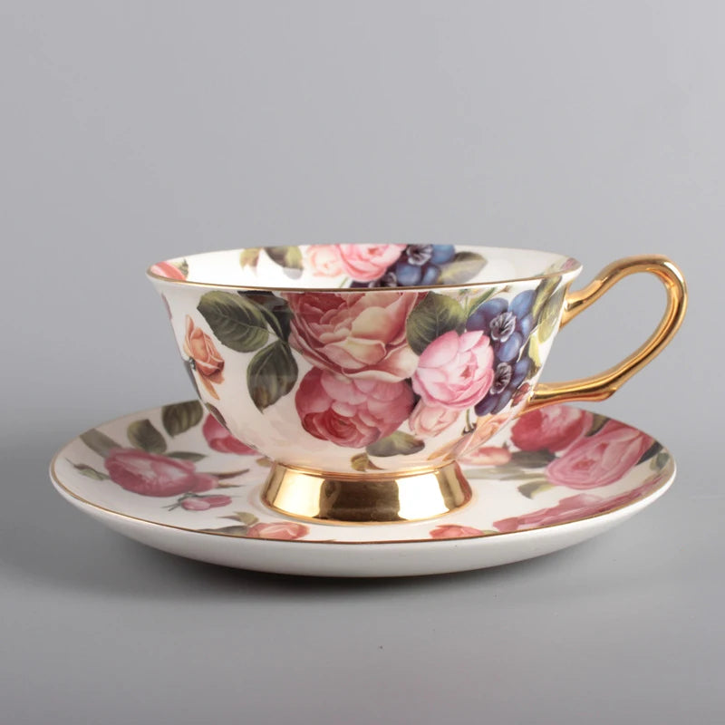 Creative Leopard Print Coffee Cup & Saucer Set Quality Hand-painted Phnom Penh Tea cup Ceramic Drinkware Pastoral Flowers Cups