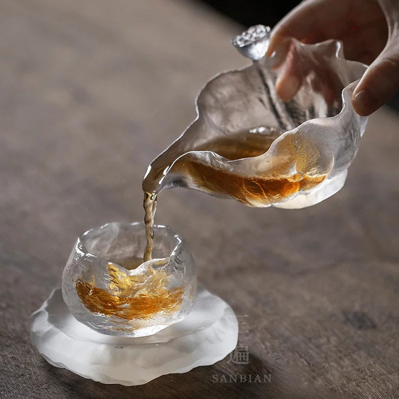 Creative Lotus Seedpod Pitcher Glass Frozen Glass Cup Dewaxing Fair Mug Japanese Tea Ceremony Tea Pot