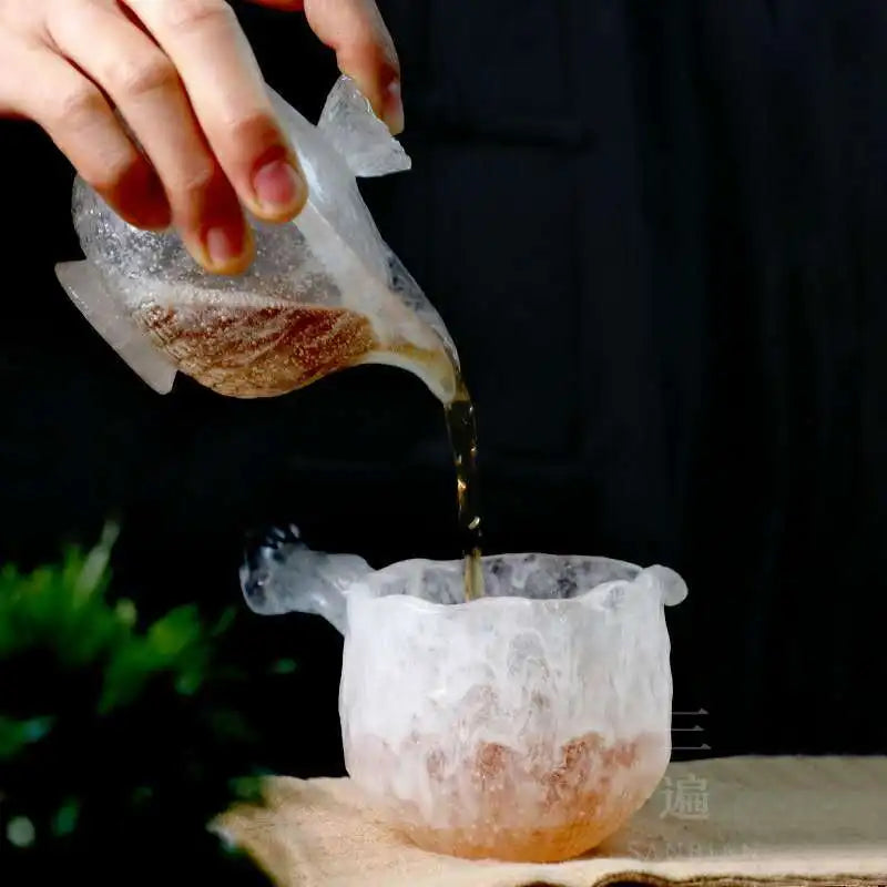 Creative Lotus Seedpod Pitcher Glass Frozen Glass Cup Dewaxing Pure Fair Mug Japanese Tea Ceremony Tea Pot